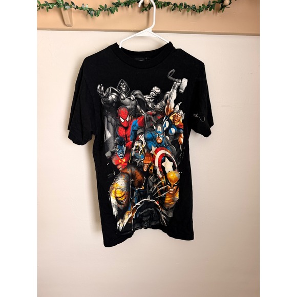 MAD Engine Other - Marvel Mad Engine Black Graphic T-Shirt Spider-Man Wolverine Thor Mens Small